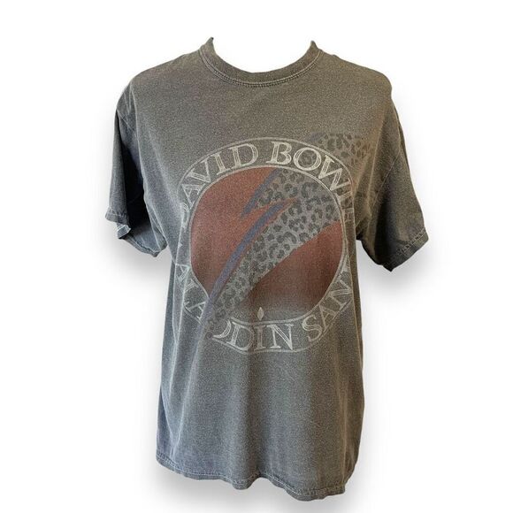 David Bowie Aladdin Sane Short Sleeve Pullover T Shirt Gray Small/Medium - Picture 1 of 9